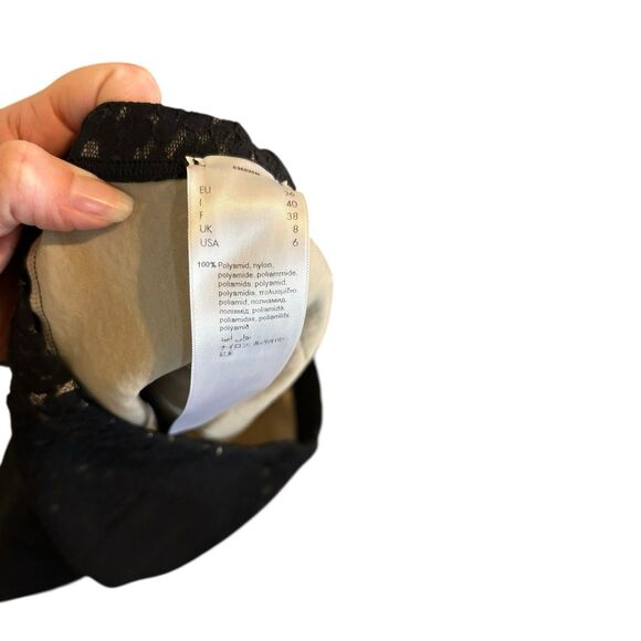 Wolford Black Lace Bonded Trousers Pull On Pants Leggings Pockets Luxury Sz 6 - Picture 6 of 7